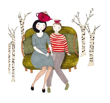 Tea — print de artă de Cristina Barsony, amuzant, dragoste
