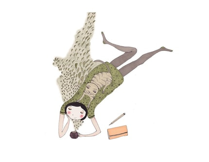 Teatime — print de artă de Cristina Barsony, cozy, oameni