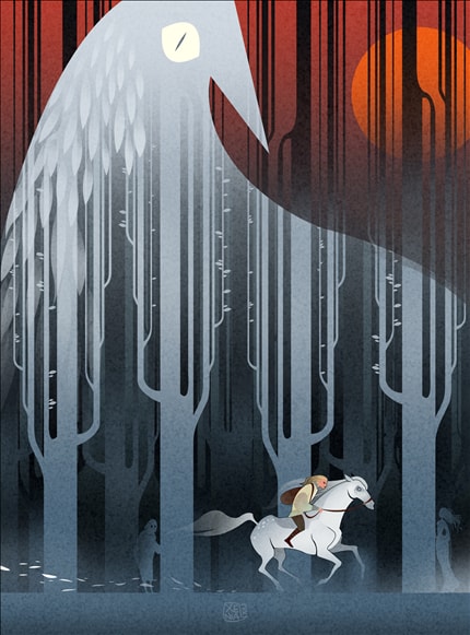 The Chase — signed fine art print by Xiusha, abstract, folklore