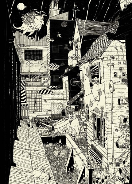 The City — print de artă de Noper, arhitectură, alb-negru