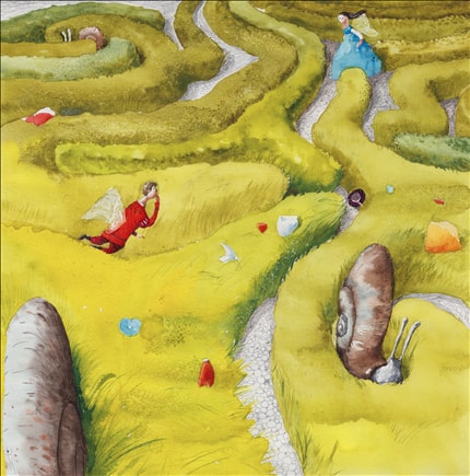The Maze — signed fine art print by Irina Dobrescu, children's, watercolor