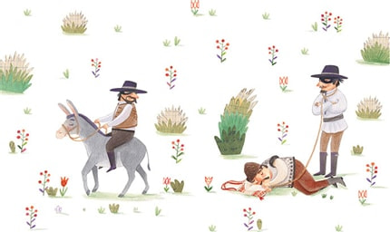 The Shepherd, The Thieves and The Donkey — print de artă de Livia Coloji, folclor