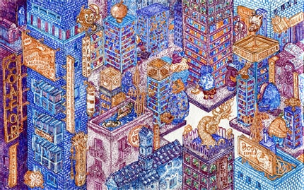 The City I — print de artă de Sorina Vazelina, arhitectură, de colecție