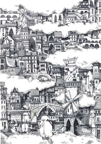 Tireless City — print de artă de Artpi, arhitectură, alb-negru