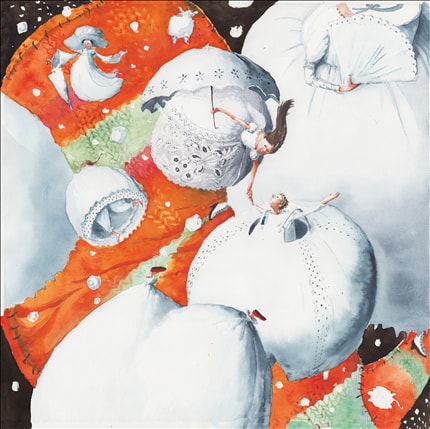 Waltz of the Snowflakes — signed fine art print by Irina Dobrescu, children's, christmas