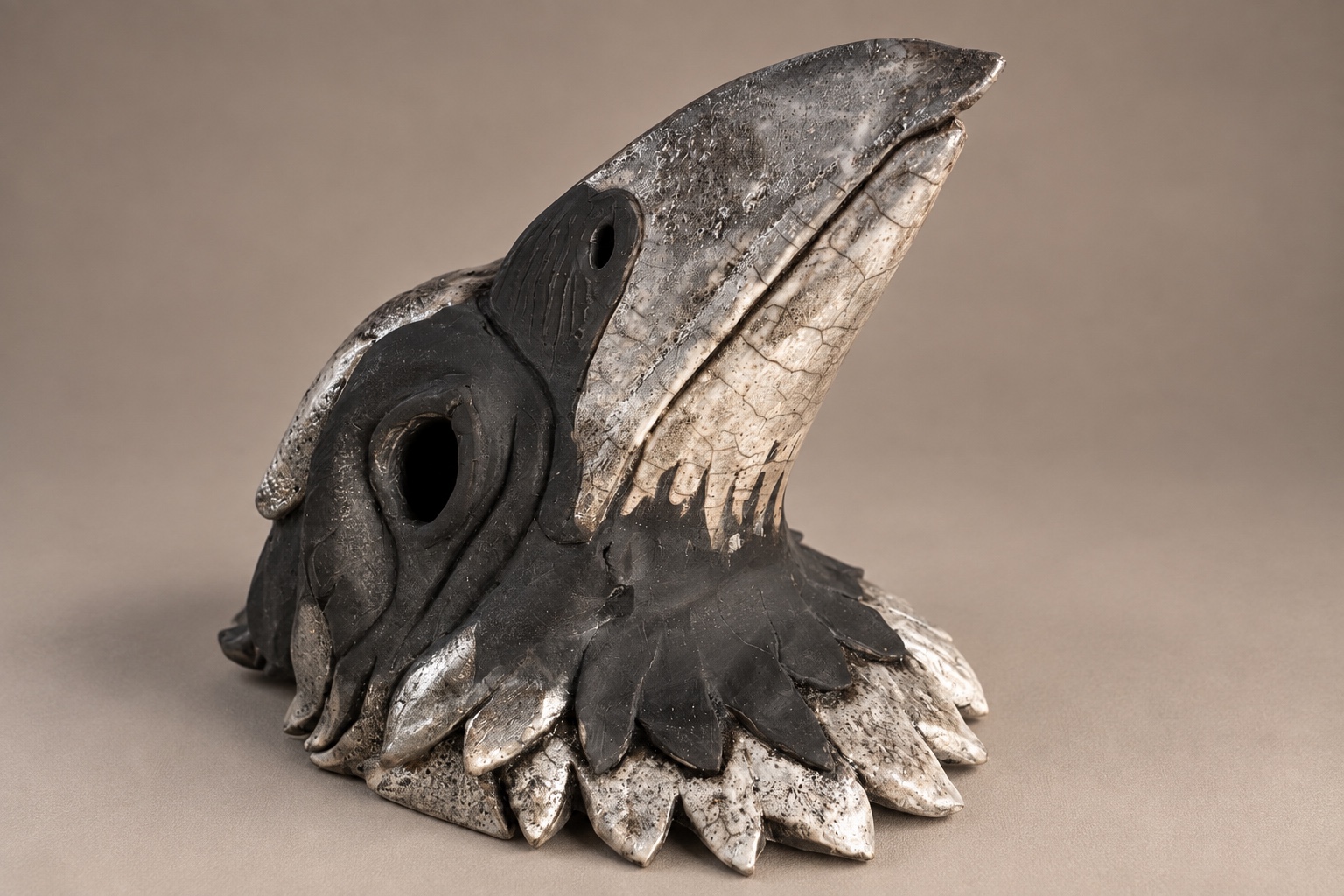 Watch — lucrare originală, unicat, de Cristian Dobrescu, animale, alb-negru, ceramică
