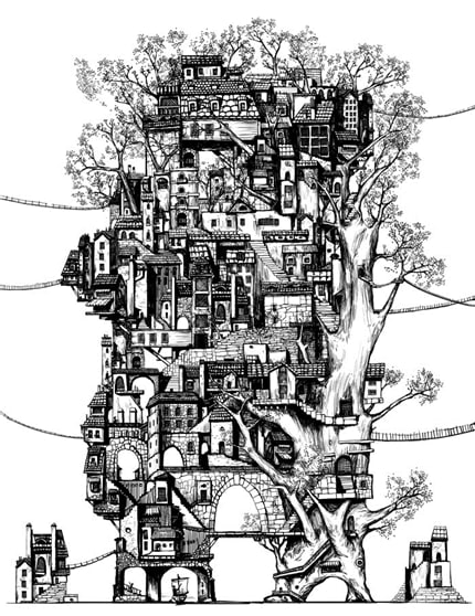 Welcome to Tree City — print de artă de Artpi, arhitectură