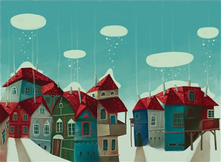 Winter Houses — fine art print by Vali Petridean, architecture, cozy